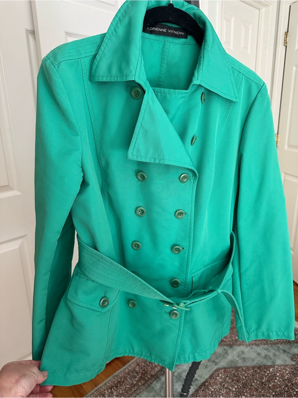 Adrienne Vittadini Women's mint Double-Breasted Trench Coat